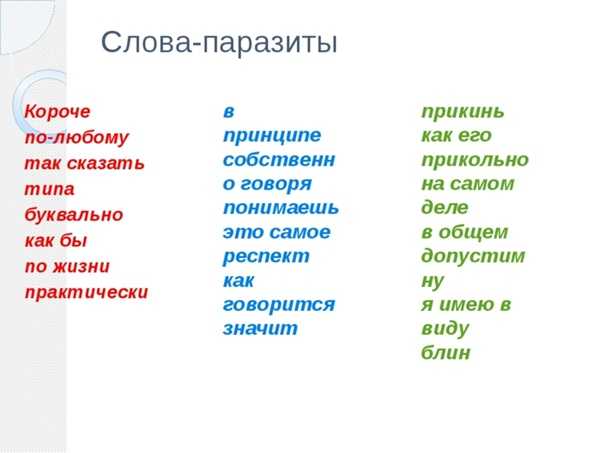 Слова паразиты вывод проекта