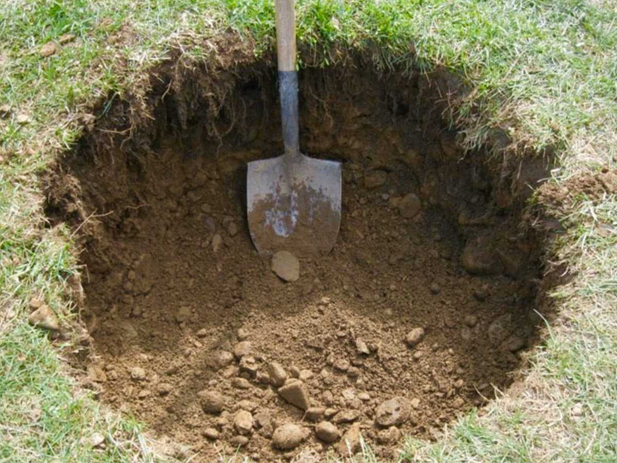 Капала яму. Лопата для копки ямы. Выкопать ямку в земле. Копает яму.